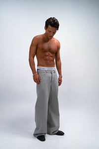 LEO WIDE-LEG GARMENT-DYED GREY DENIM