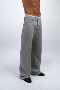 LEO WIDE-LEG GARMENT-DYED GREY DENIM