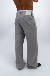LEO WIDE-LEG GARMENT-DYED GREY DENIM