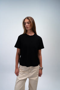 GIOVANI TWISTED SHEER NERO T-SHIRT