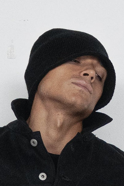 WOOL FATIGUE BEANIE - BLACK