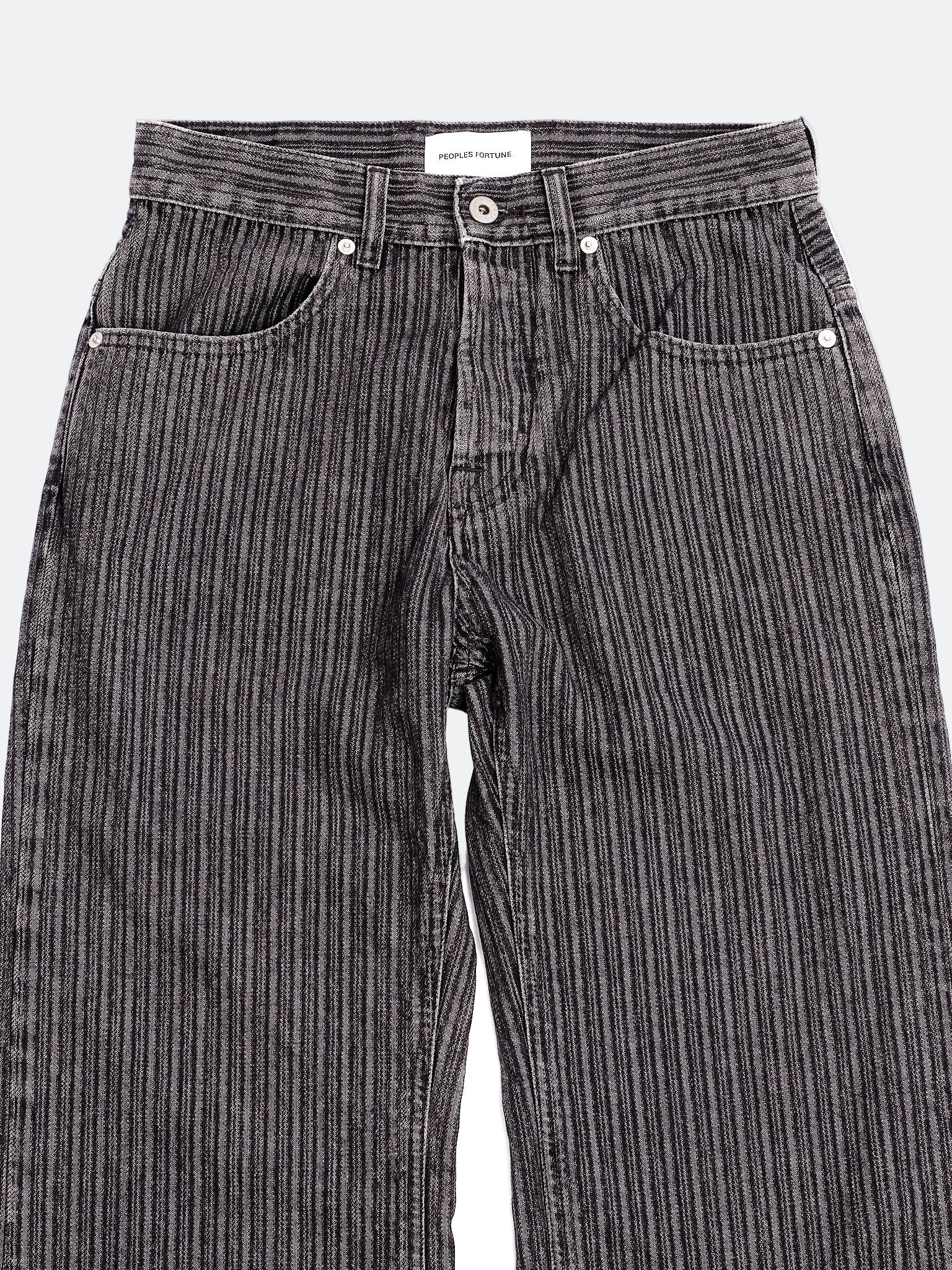 VERTICAL SLUB ACID WASHED CHARCOAL DENIM - BOOTCUT