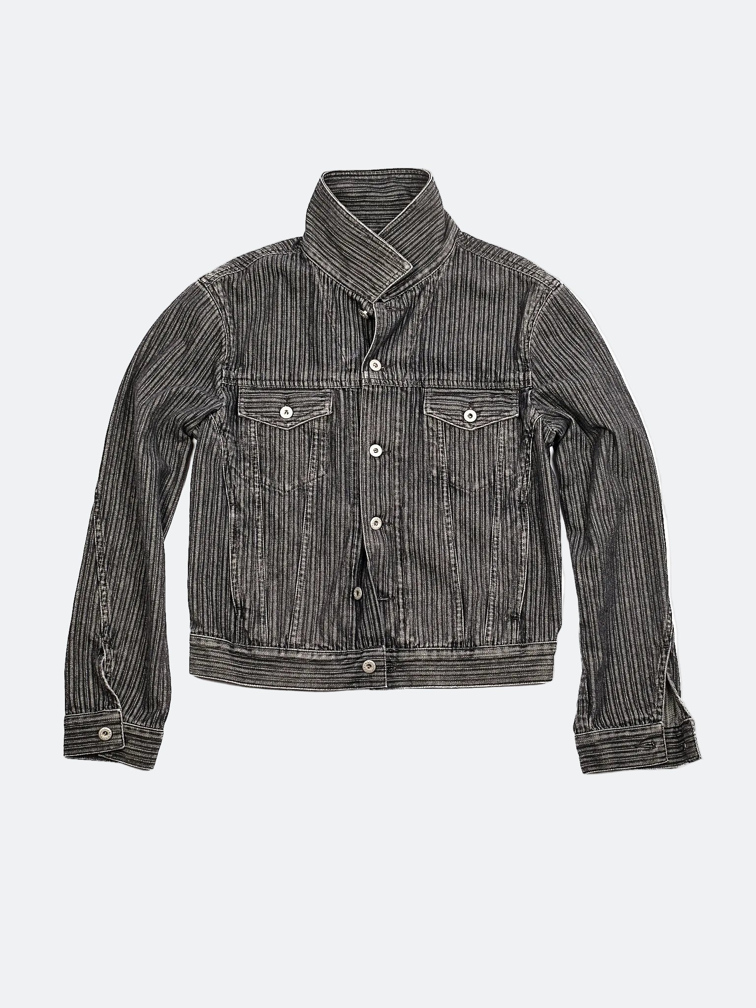 VERTICAL SLUB ACID WASHED TWISTED CHARCOAL DENIM - JACKET