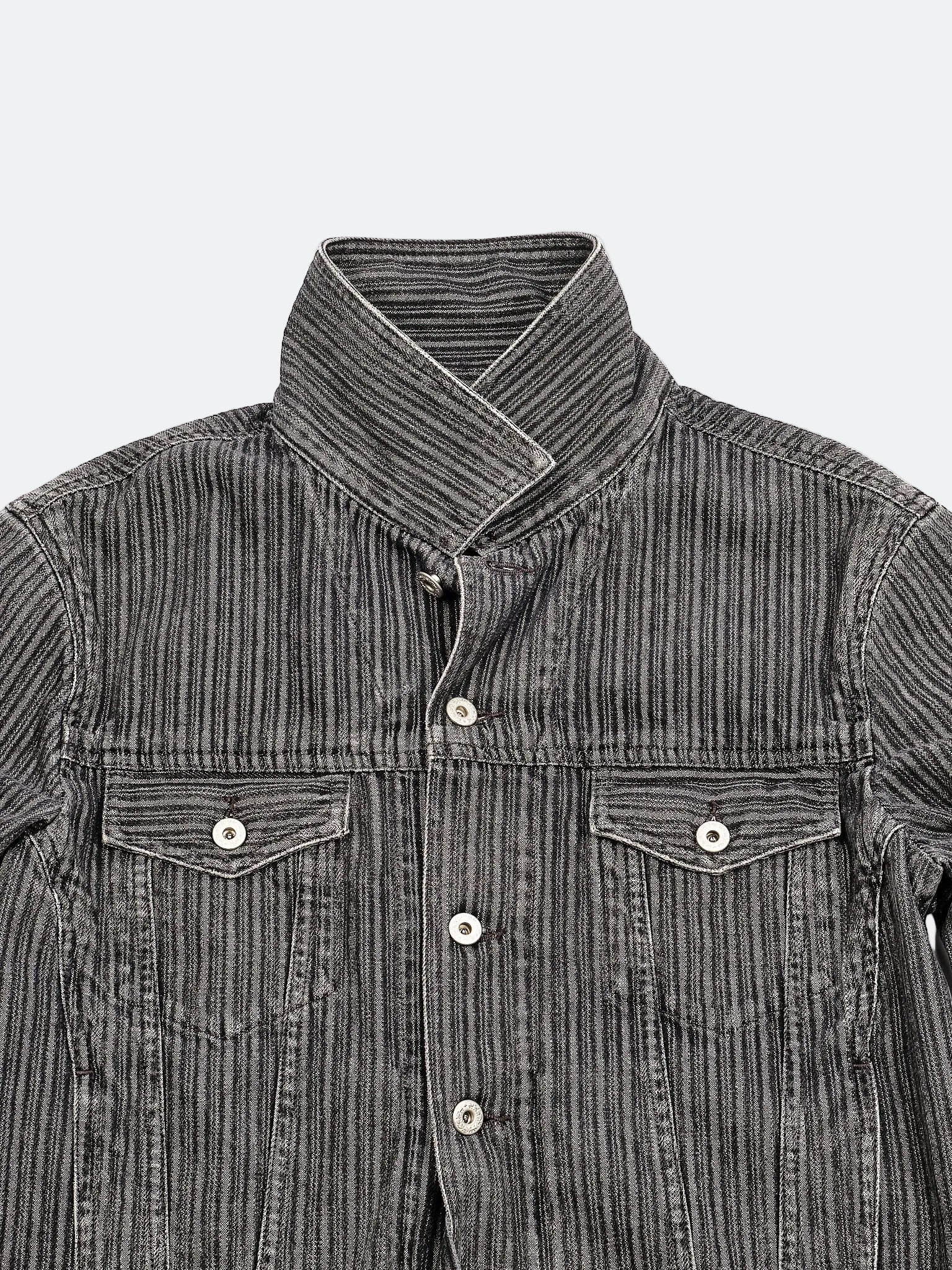 VERTICAL SLUB ACID WASHED TWISTED CHARCOAL DENIM - JACKET