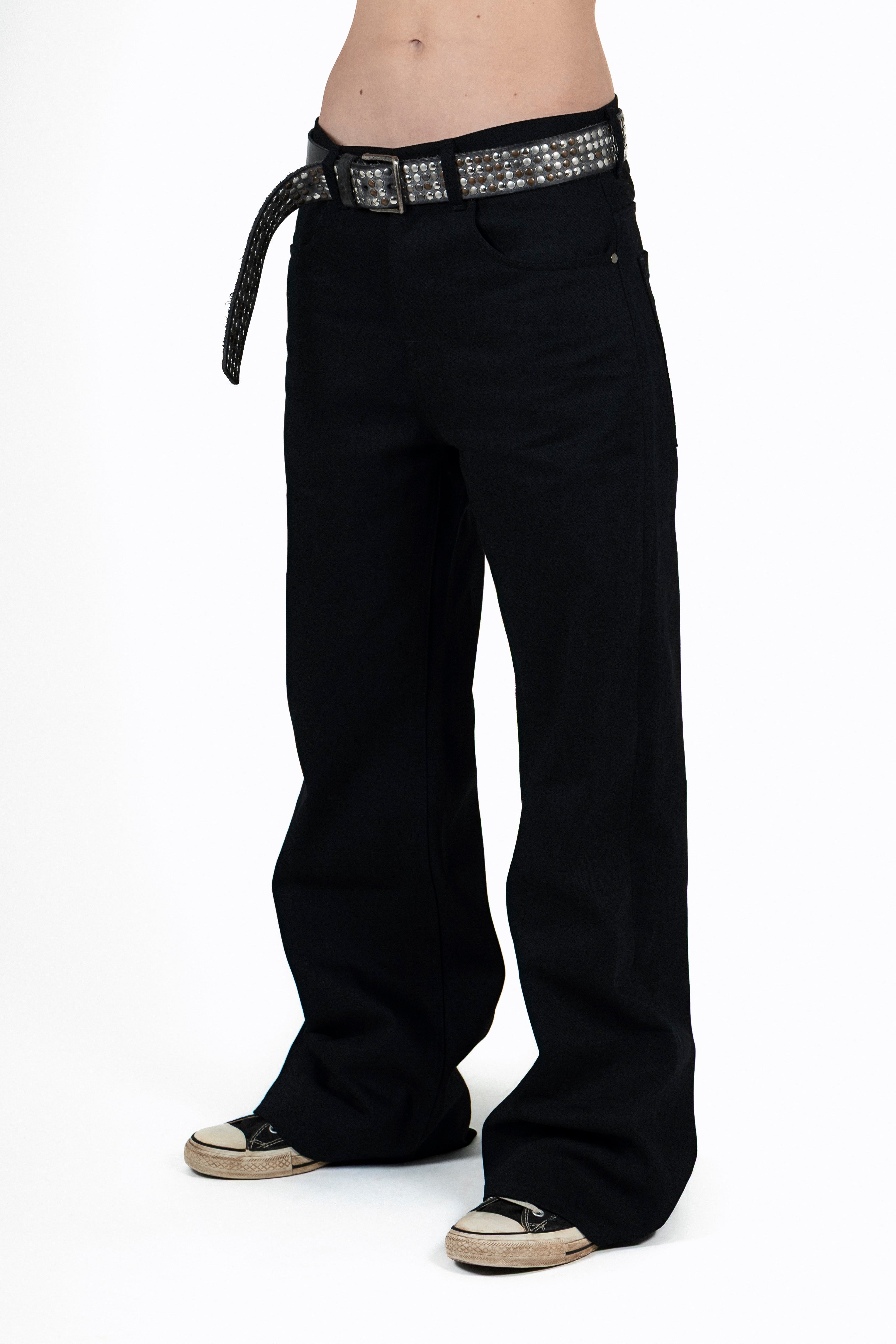 14oz Raw Over-Dye "Crosshatch" Black Heavy Denim - Loose