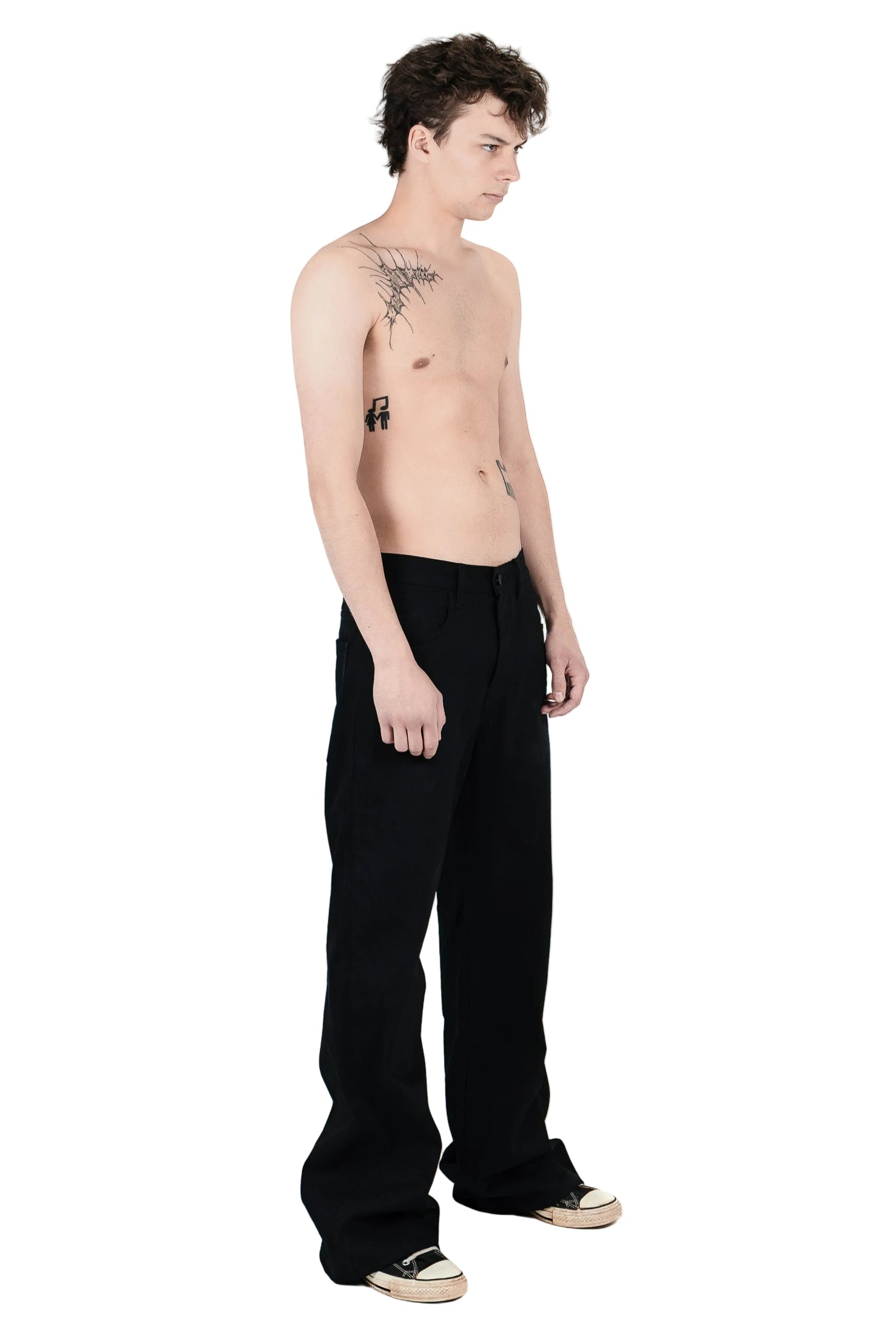 14oz Raw Over-Dye "Crosshatch" Black Heavy Denim - Loose